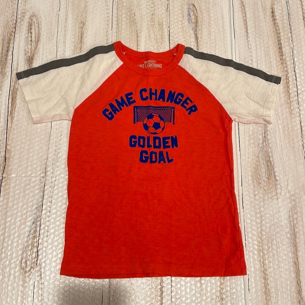 Crewcuts boys tee. Size 10. Orange, blue, beige. 100% cotton